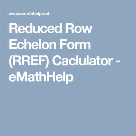 rref calculator with steps emathhelp